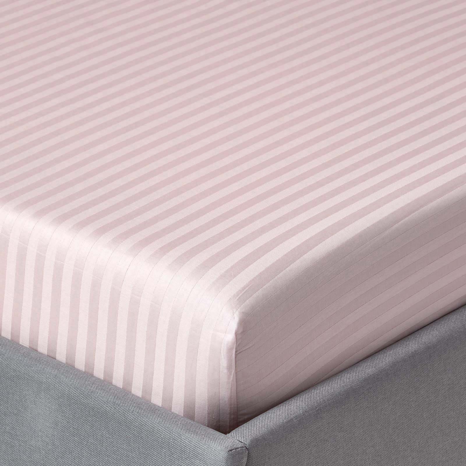 Homescapes Egyptian Cotton Dusty Rose Satin Stripe Fitted Sheet - Double