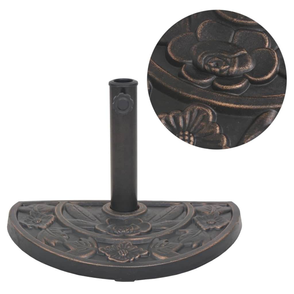 Walplus Steel Parasol Base Resin Half Round 9 kg - Bronze - 50 x 33 cm