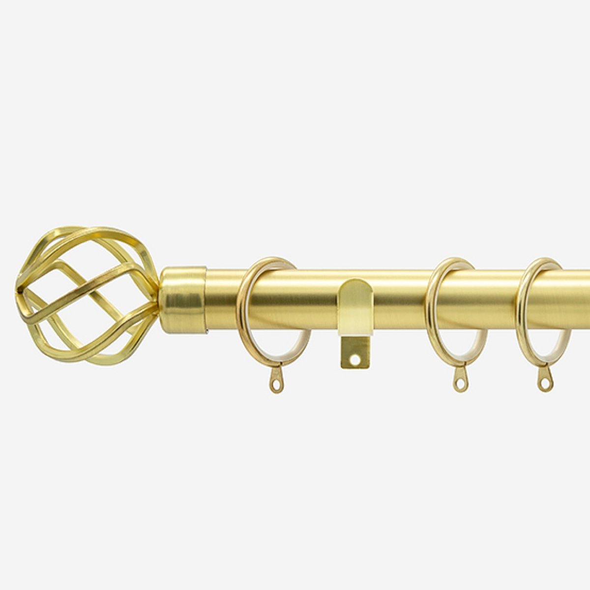 New Edge Blinds Brushed Gold 28mm Cage Fixed Metal Curtain Pole - 410cm