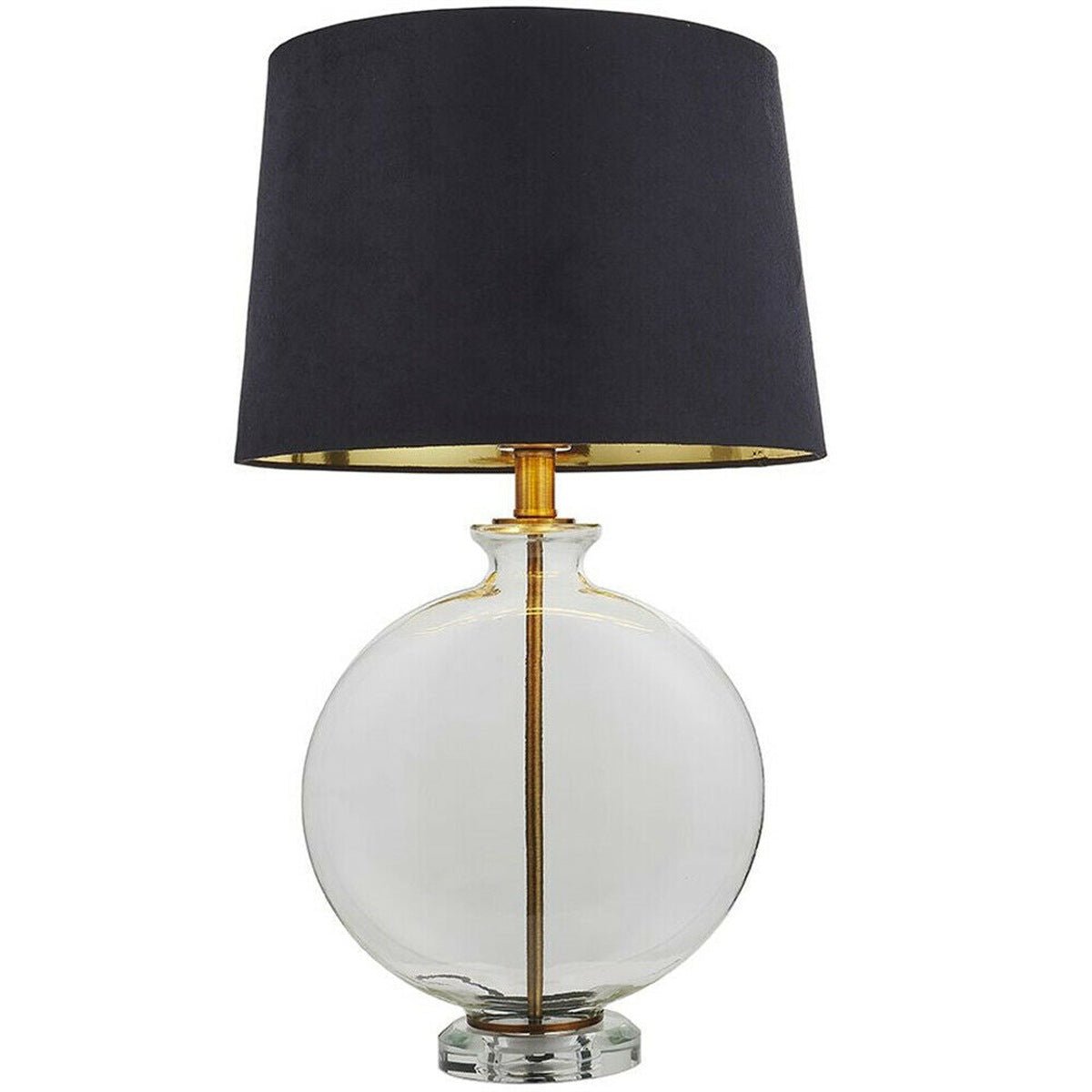 Loops Direct Glass and Antique Brass Table Lamp - Dark Velvet