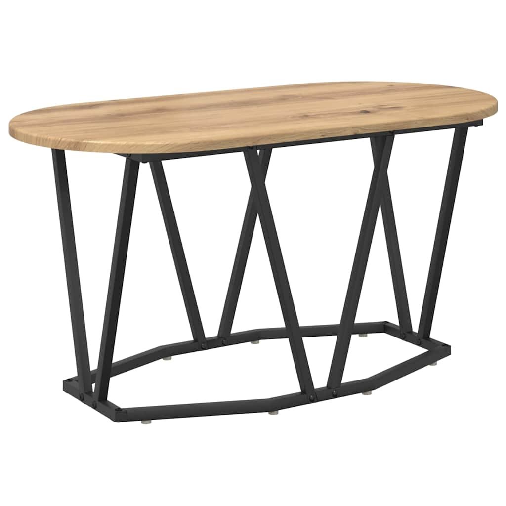 Walplus Engineered Wood and Metal Coffee Table - Oak - 80 x 40 x 40.5 cm