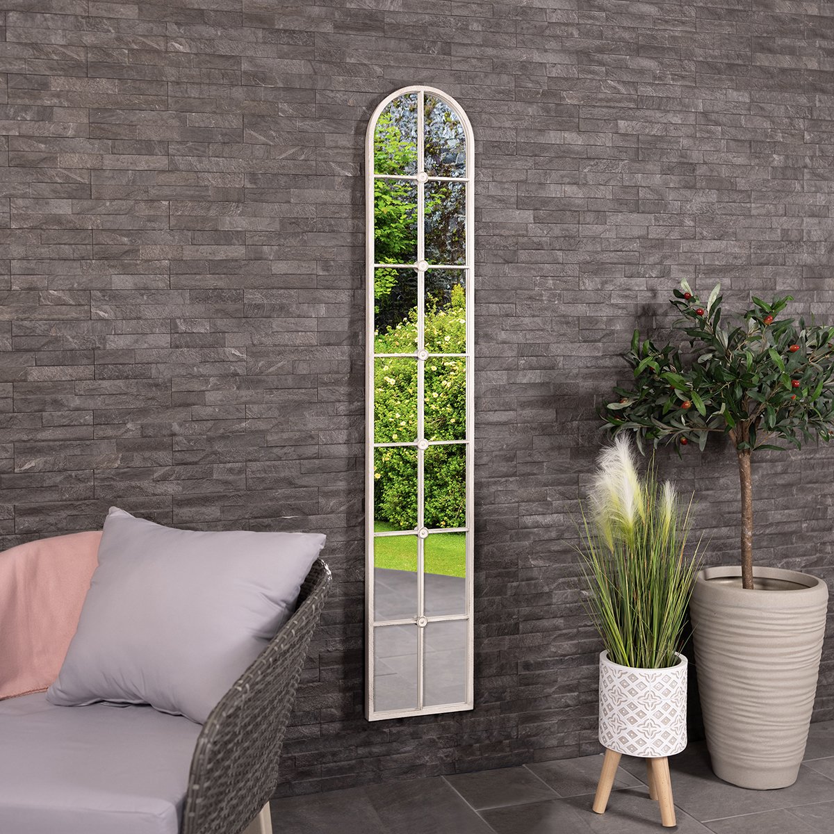 Charles Bentley San Marino Arch Weather Resistant Mirror - White