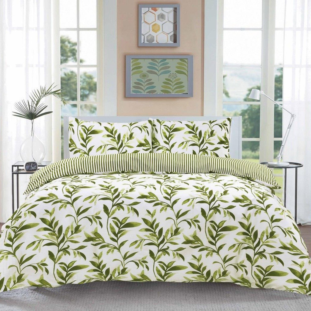 HomeSpace Direct Ellie Green Duvet Cover Set - Single