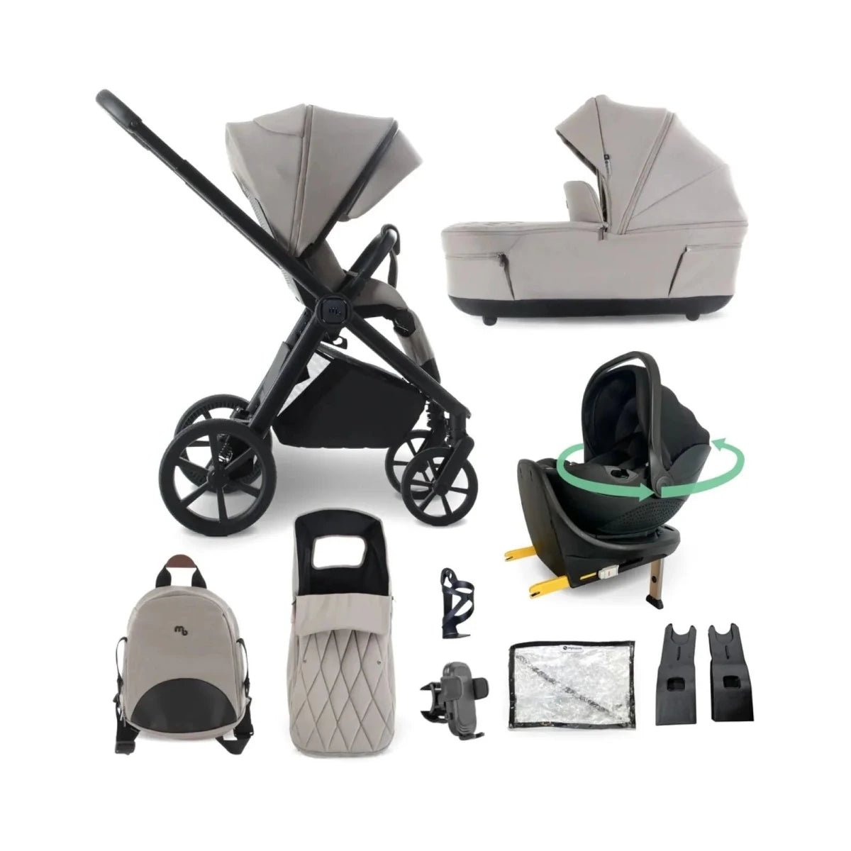 My Babiie 3-in-1 Travel System with Rotating i-Size Car Seat - Mink