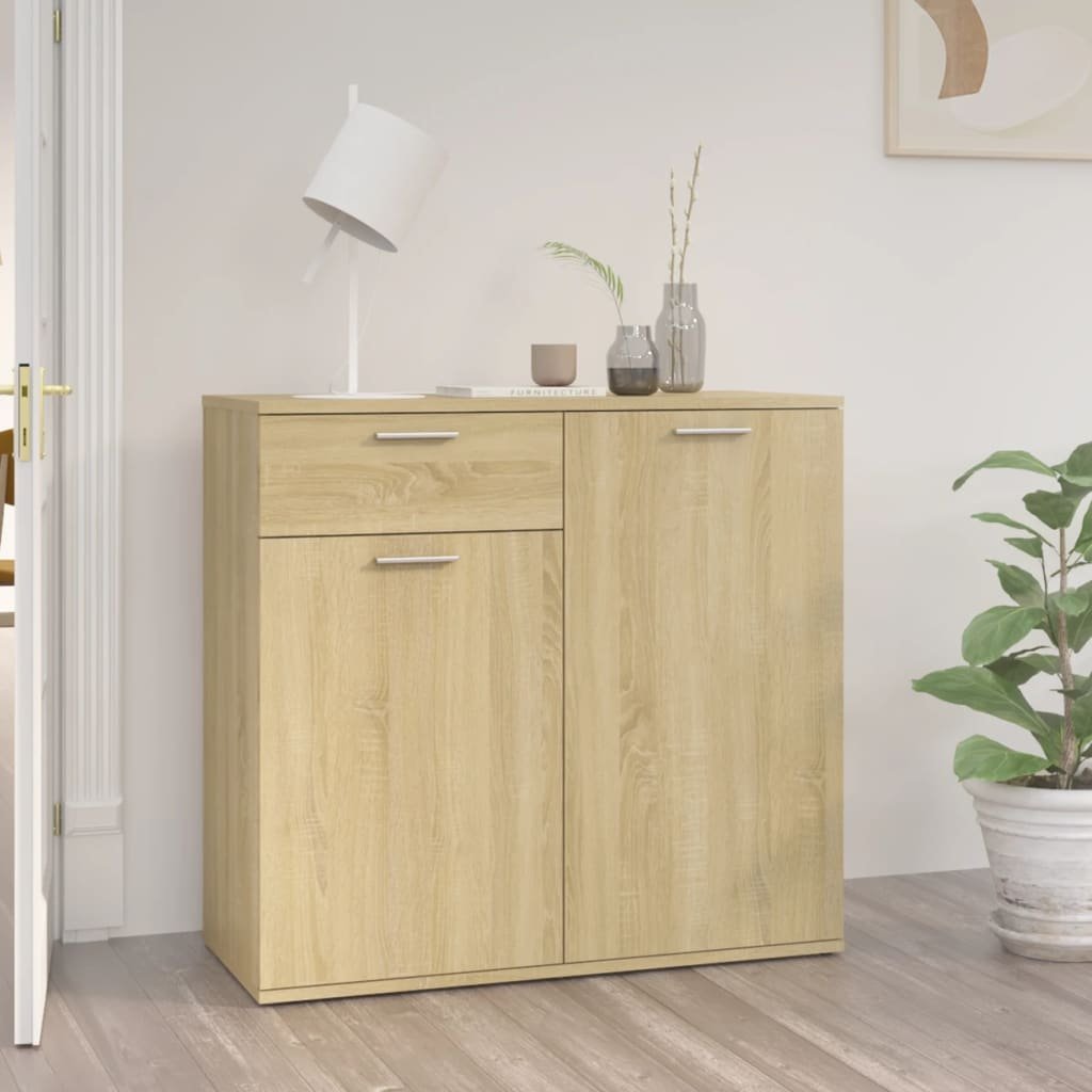 Walplus Engineered Wood Sideboard - Sonoma Oak - 80 x 36 x 75 cm