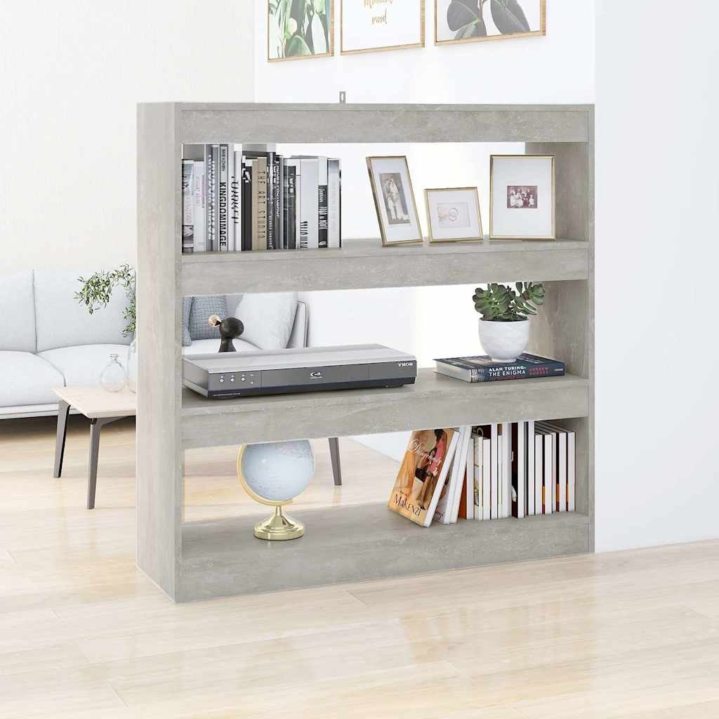 Walplus Engineered Wood Book Cabinet - Stone Grey - 100 x 30 x 103 cm