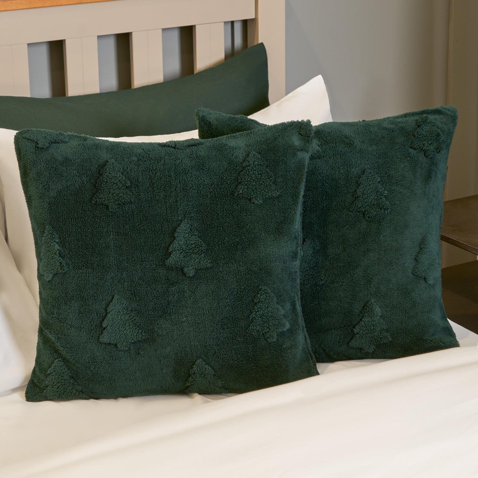OHS 2 Pack Tufted Winter Tree Cushion Covers 45 x 45cm - Green
