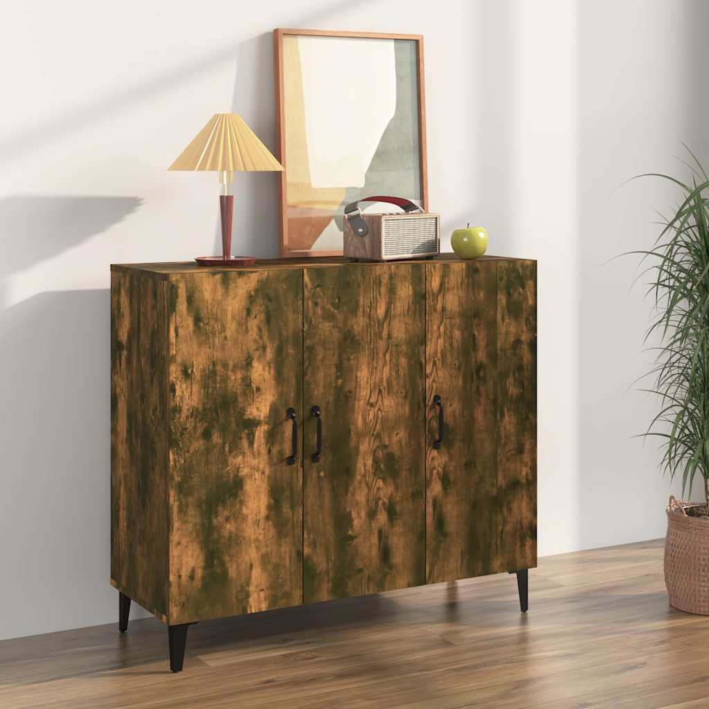 Walplus Engineered Wood Sideboard - Dark Oak - 90 x 34 x 80 cm