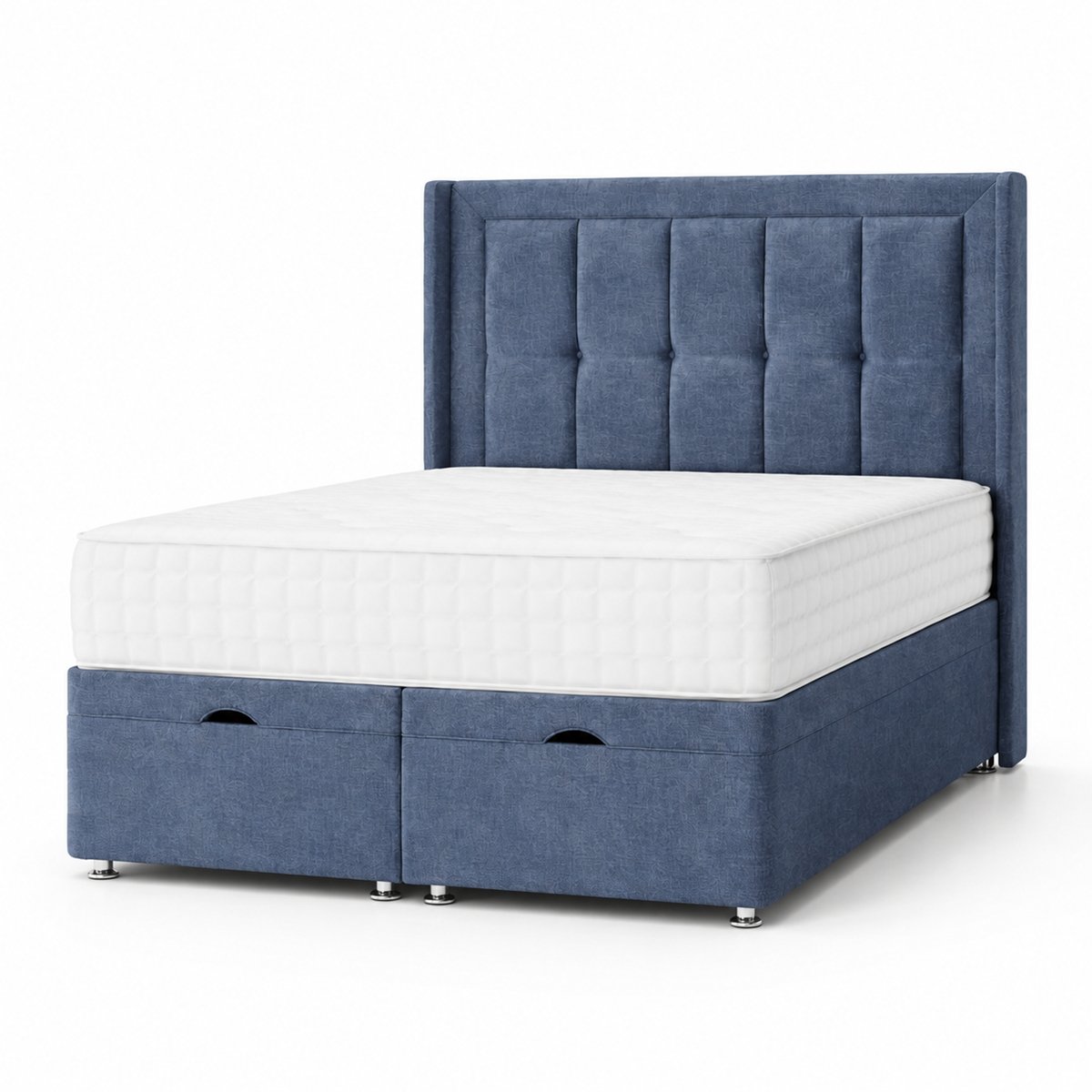 Comfy Deluxe Arlo   5ft King Size Ottoman End Lift  Bed Set - Linen Blue