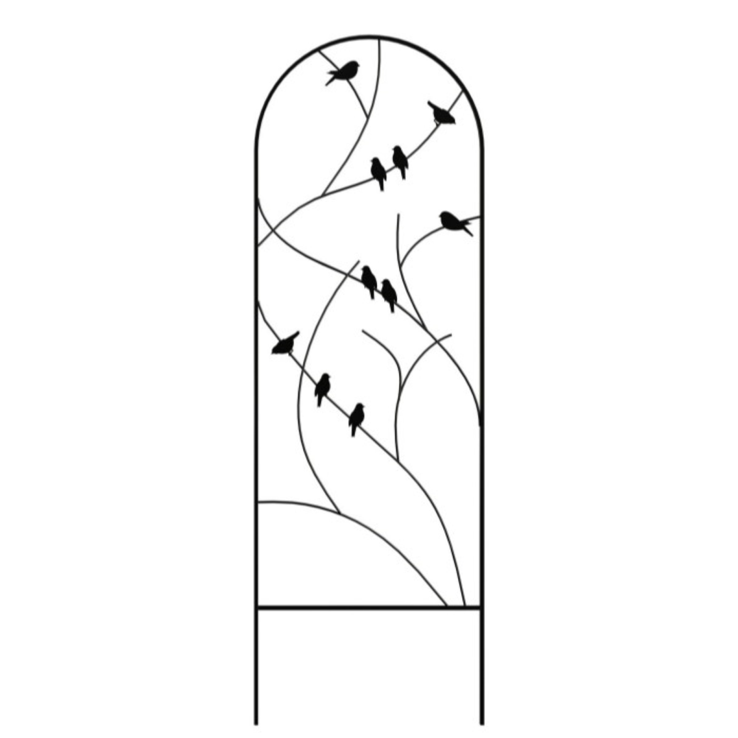 Primrose Black Perching Birds on a Branch Trellis Plant Support - 182cm