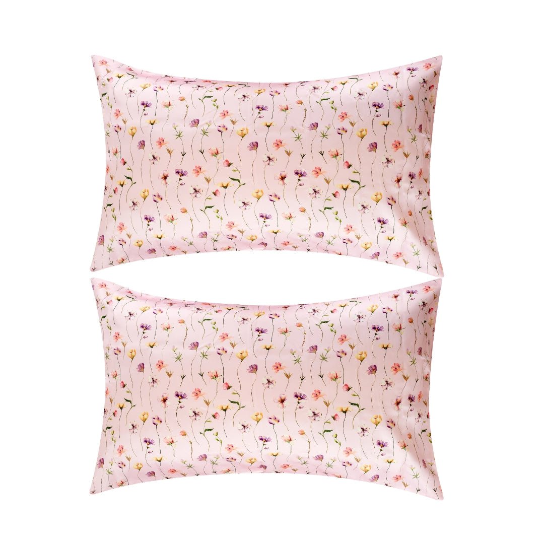 SMUG Satin Pillowcase Set - Blush Meadow Print