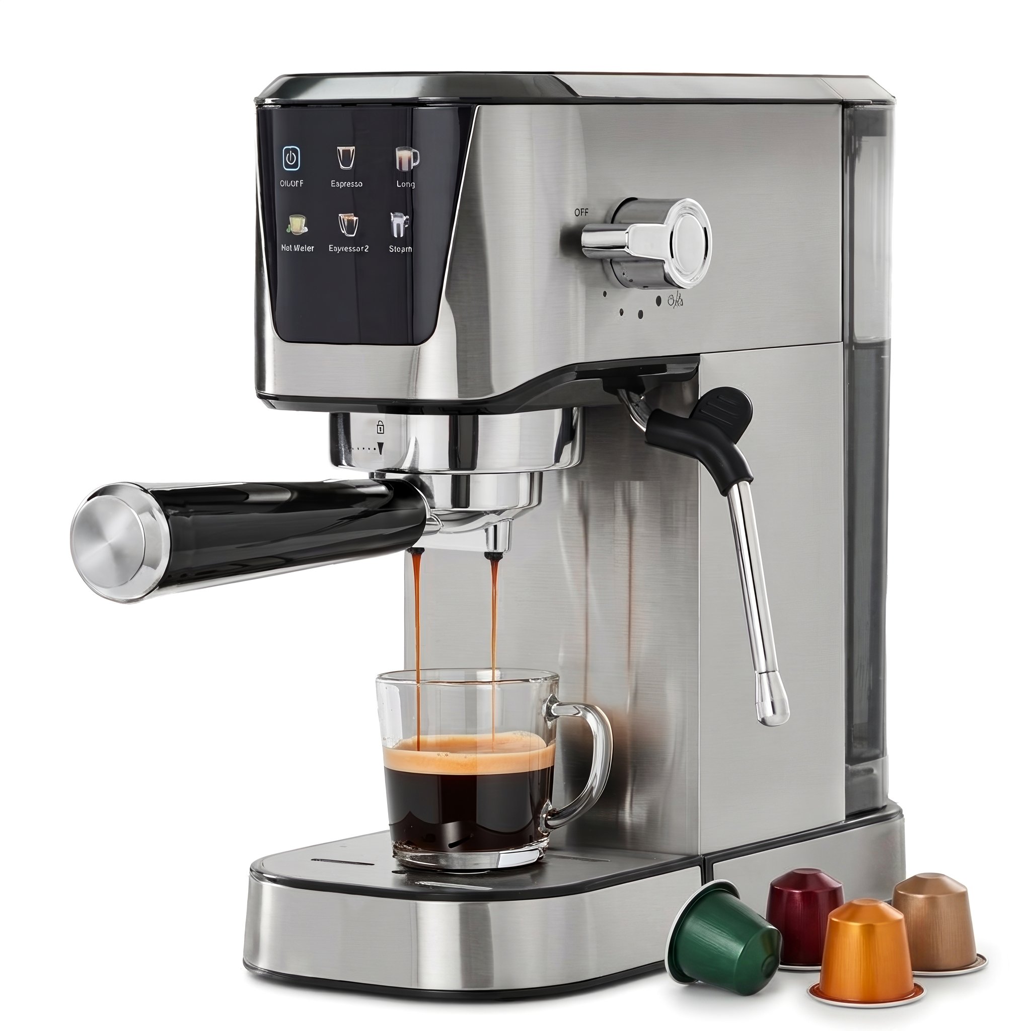 Quest Espresso Coffee Machine with 20 Bar Pressure - Stainless Steel