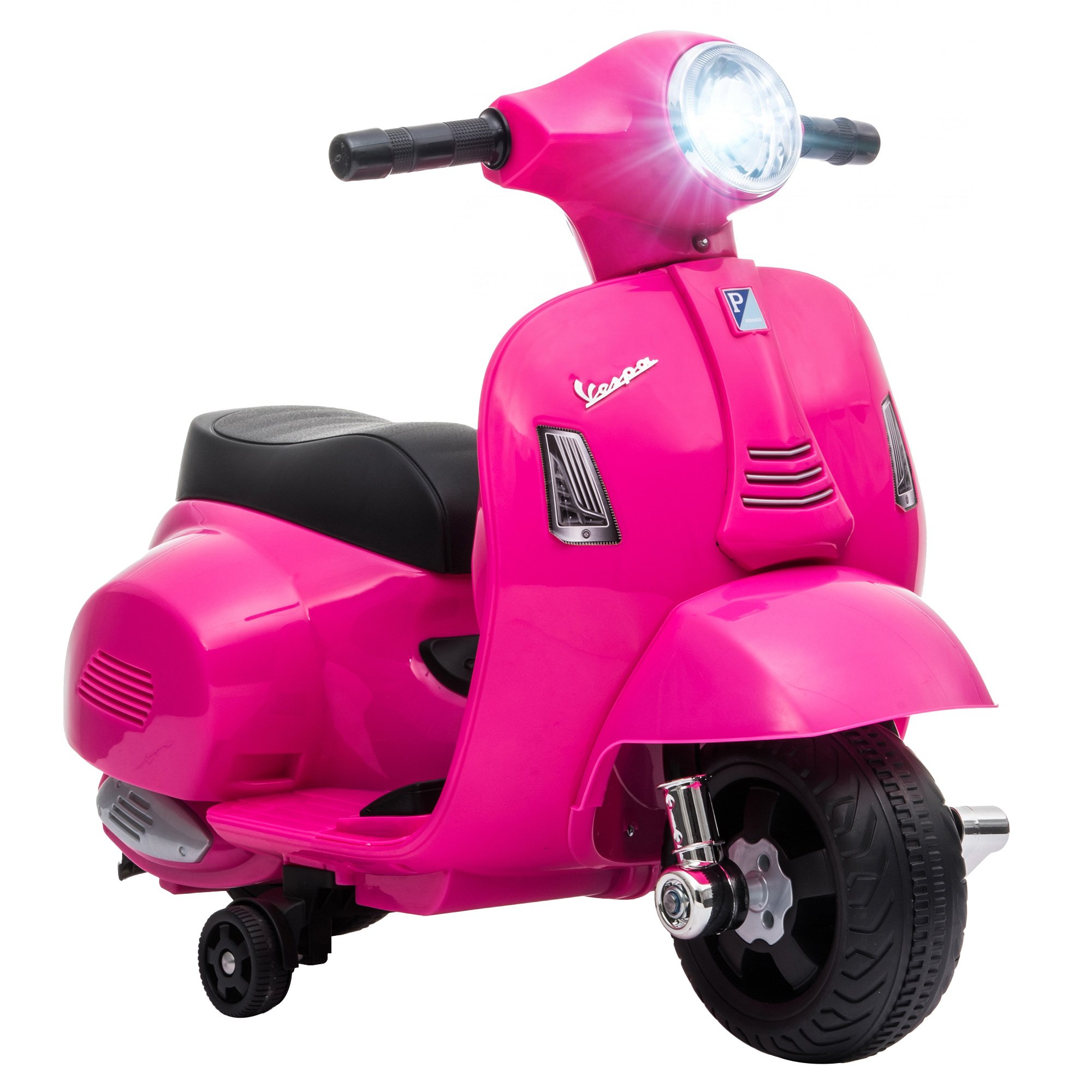 HOMCOM Vespa 6V 18-36 Months Removable Training Wheels Motorcycle - Pink