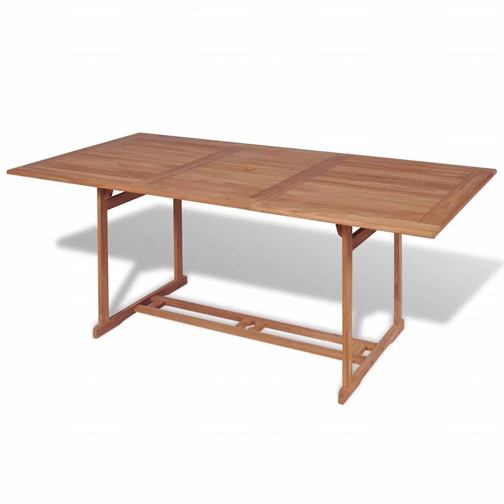 Walplus Solid Teak Wood Garden Table - Brown - 180 x 90 x 75 cm