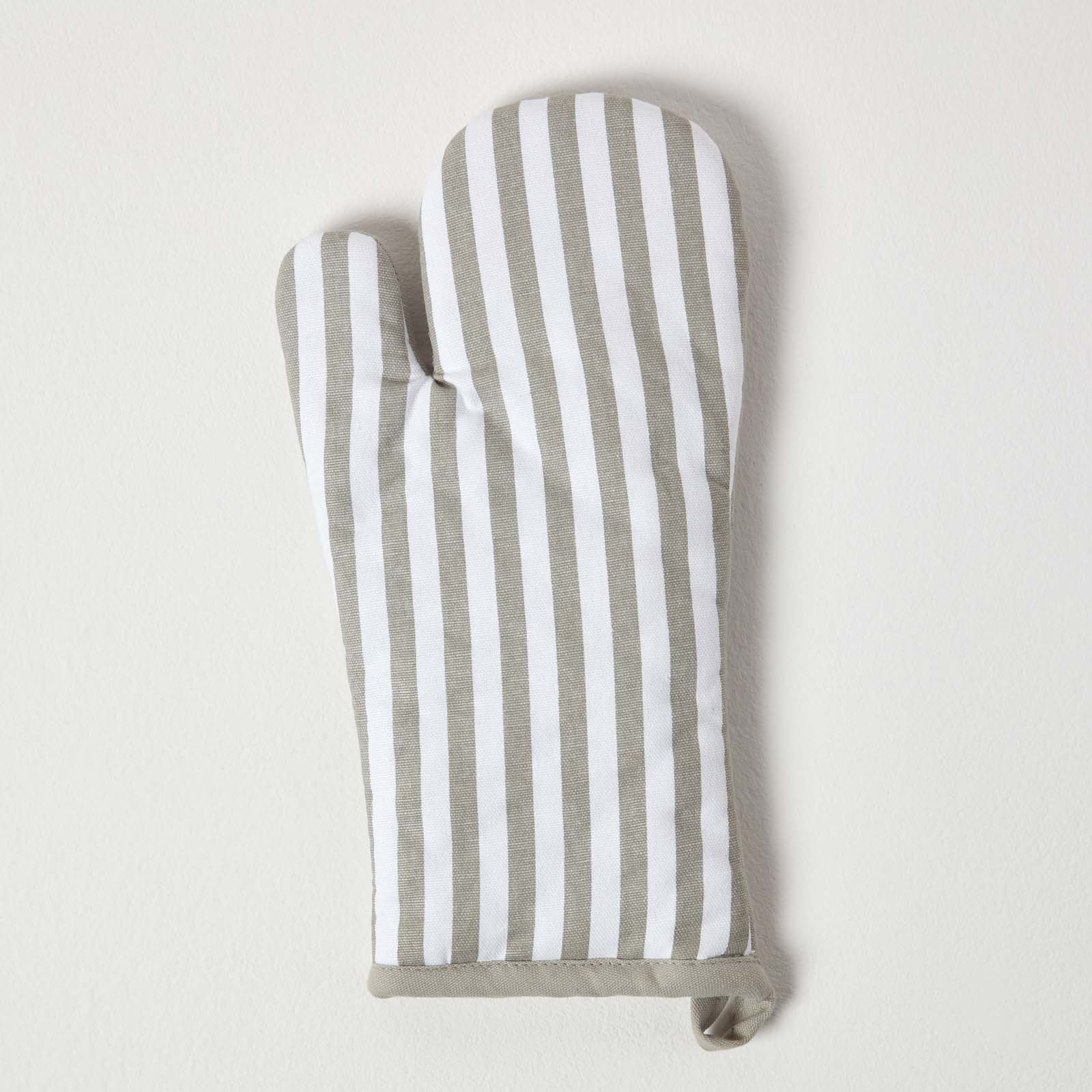 Homescapes Stripe Cotton Oven Glove - Grey
