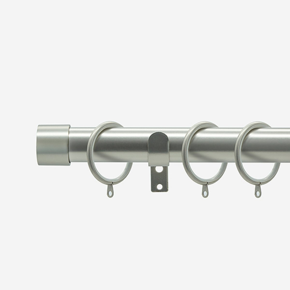 New Edge Blinds Brushed Steel 28mm End Cap Fixed Metal Curtain Pole - 420cm