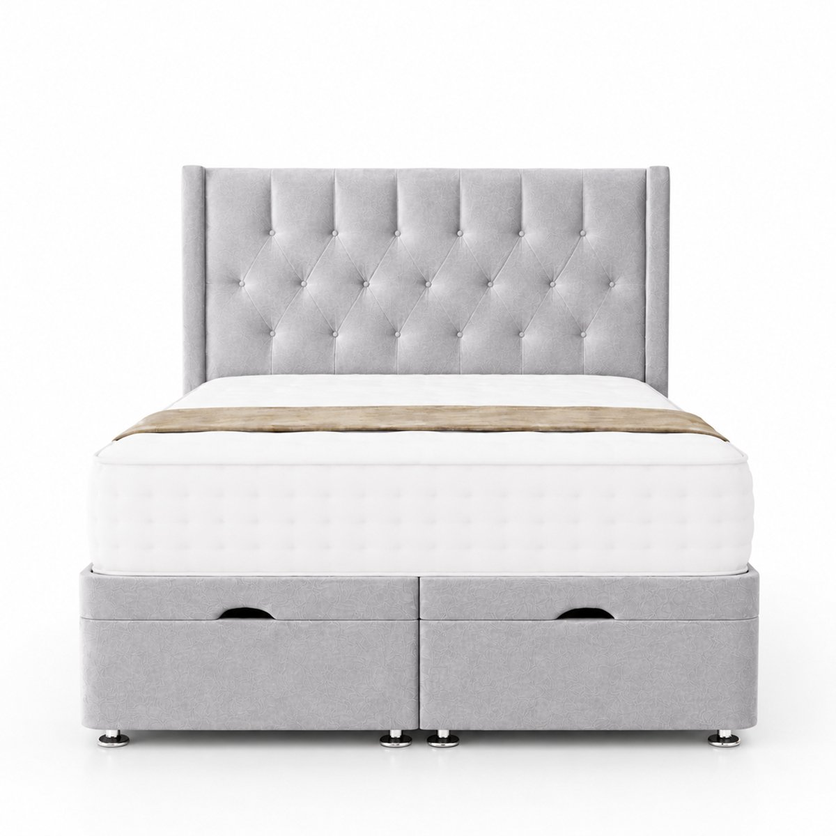 Comfy Deluxe Miami Wing 6ft Superking  End Lift Ottoman Bed Set - Silver