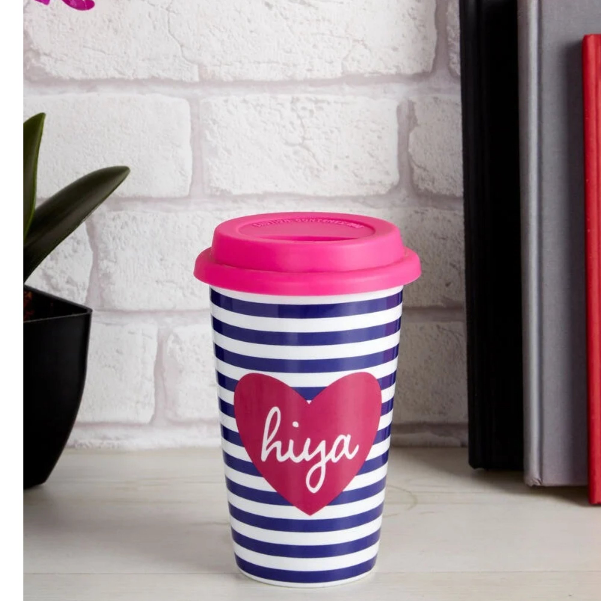 Orsina Taza Hiya Ceramic Reusable Mug with Silicone Lid – Multicoloured