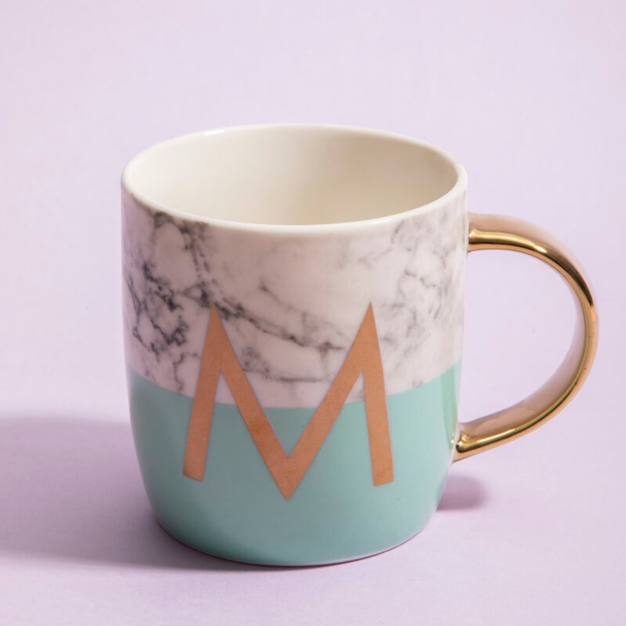 Orsina Frosted Deco M Marble Effect Monogram Mug – Green