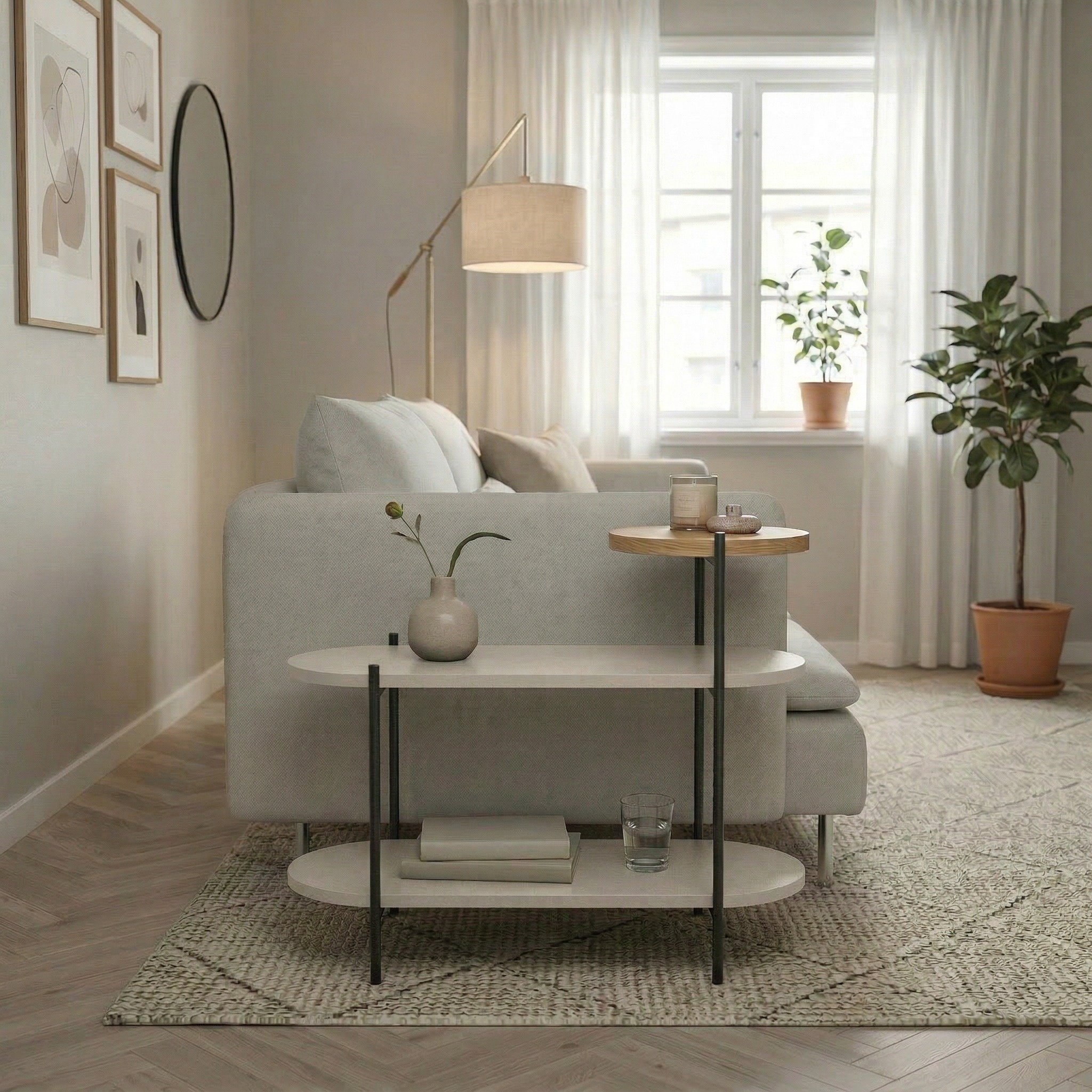 Decortie Somo 3 Tier Side Table - Sandstone Oak