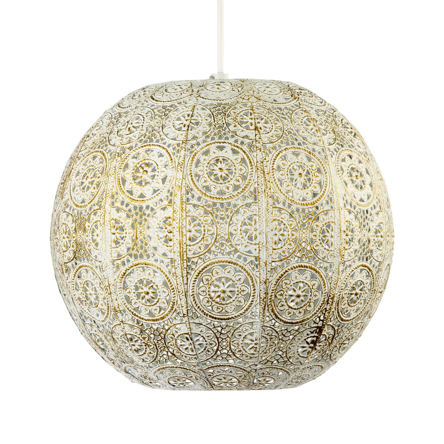 Happy Homewares Cream Spherical Vintage Moroccan Pendant Shade - 30cm