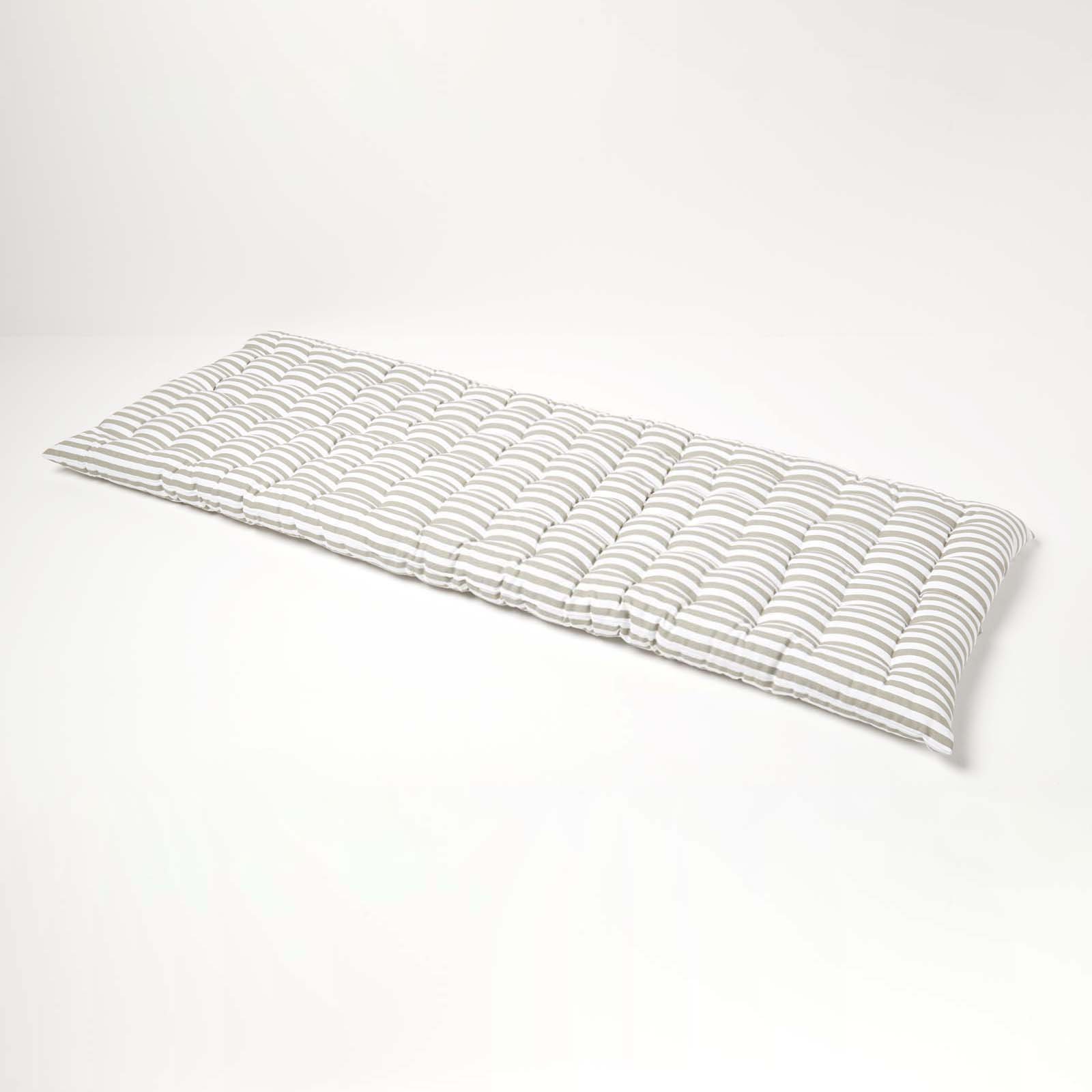 Homescapes 3 Seater Grey Stripe Bench Cushion