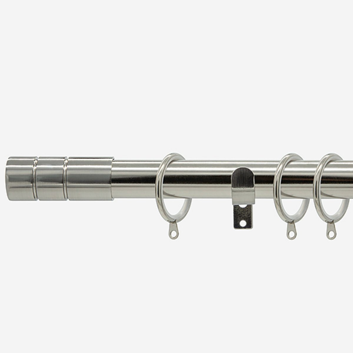 New Edge Blinds Stainless Steel 28mm Barrel Fixed Metal Curtain Pole - 115cm
