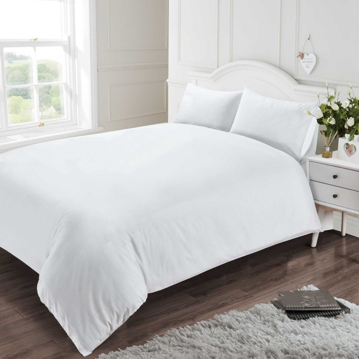HomeSpace Direct T-400 White Duvet Cover Set - Single