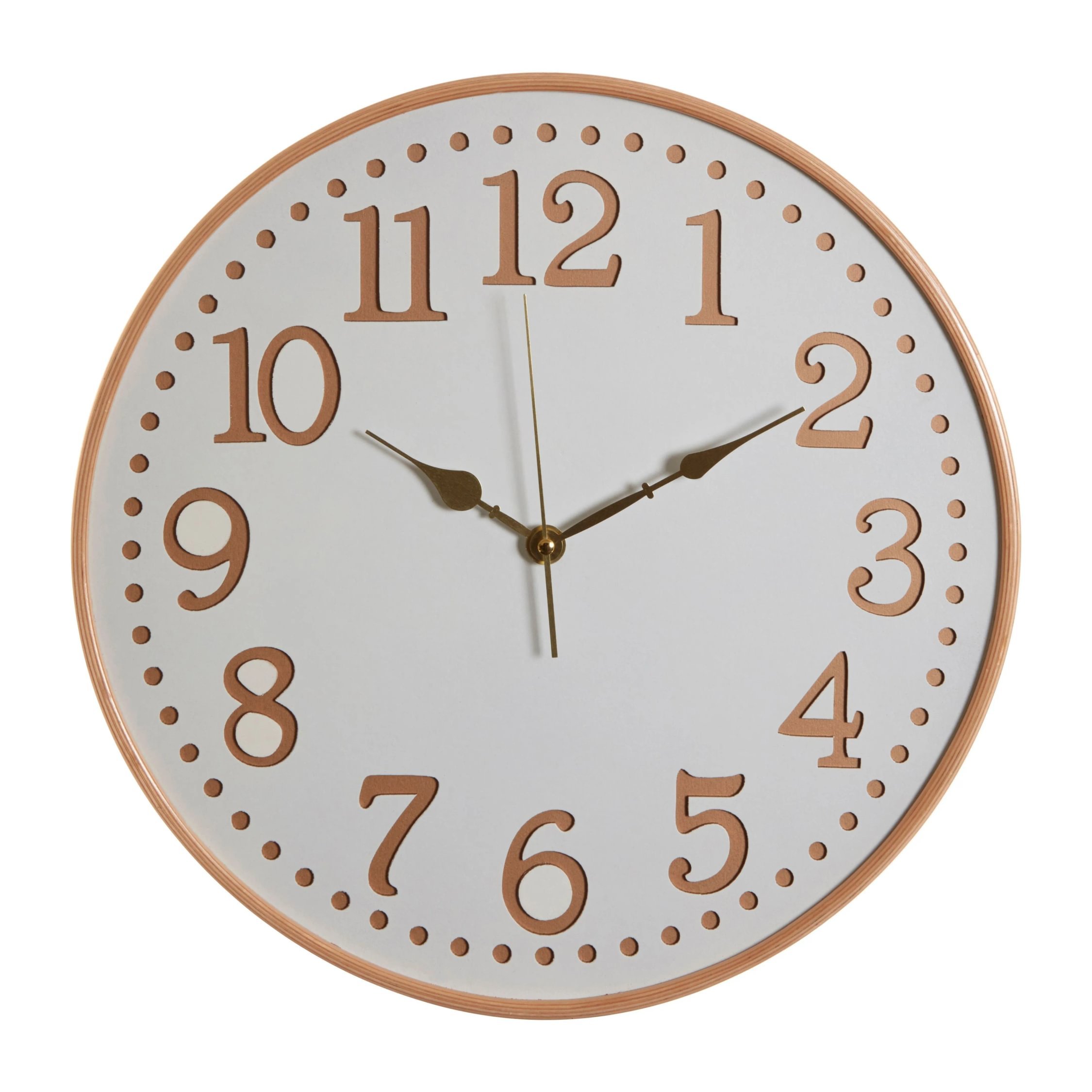 Orsina Vitus 40cm Dia Wood with Numbers Wall Clock - White