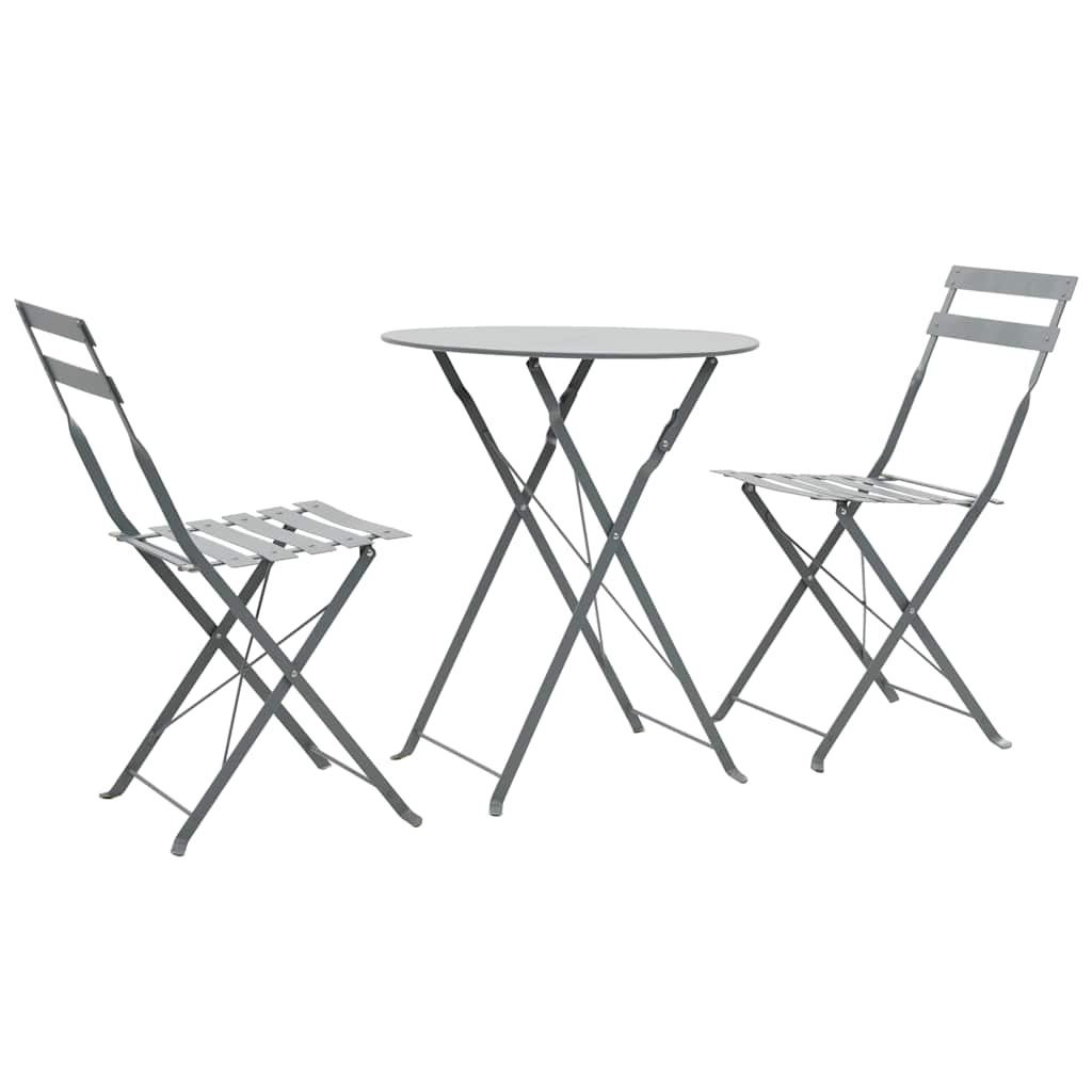Walplus 3 Piece Steel Folding Bistro Set - Grey - 60 x 71 cm