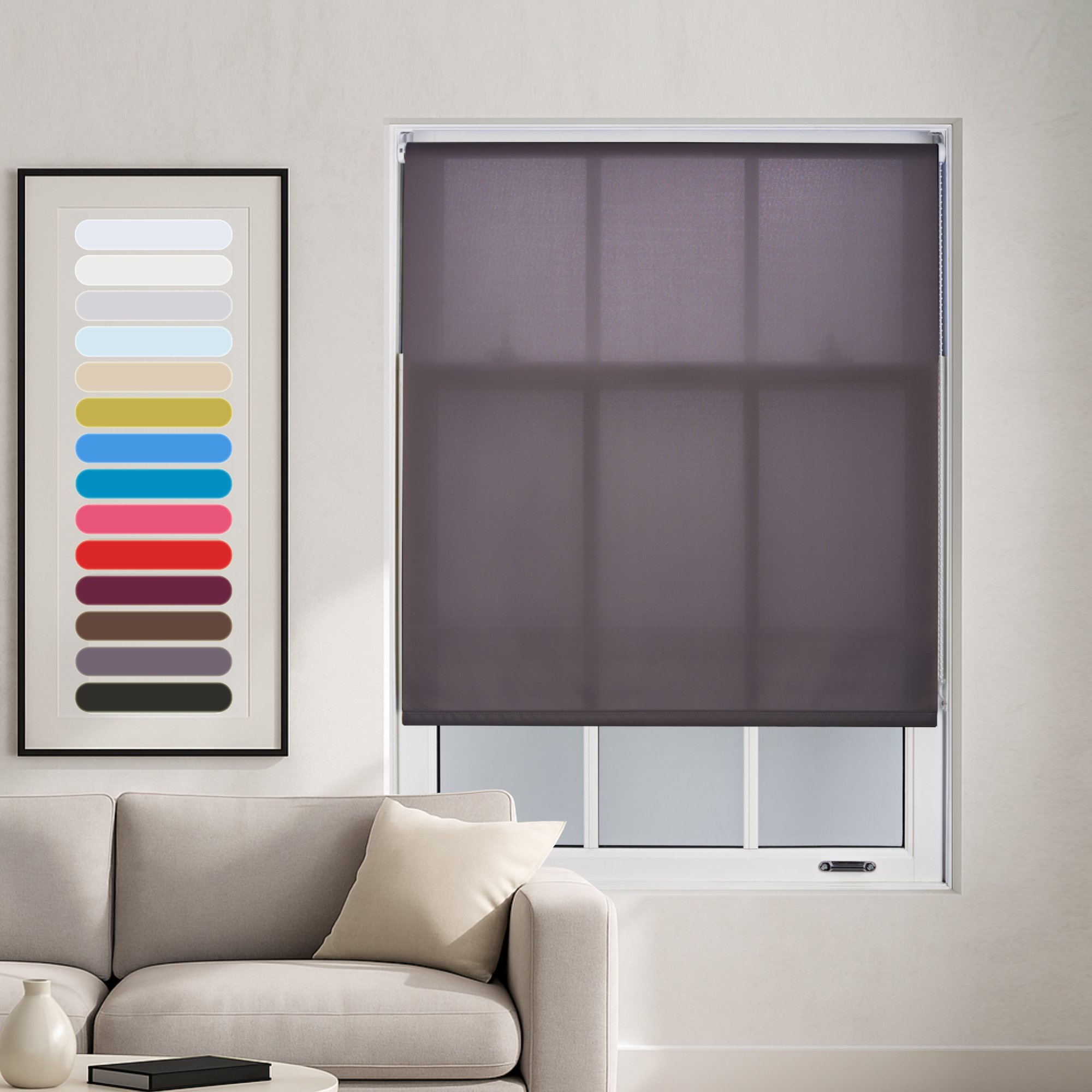 Furnished Dark Grey Daylight Roller Blind - 55 x 165cm
