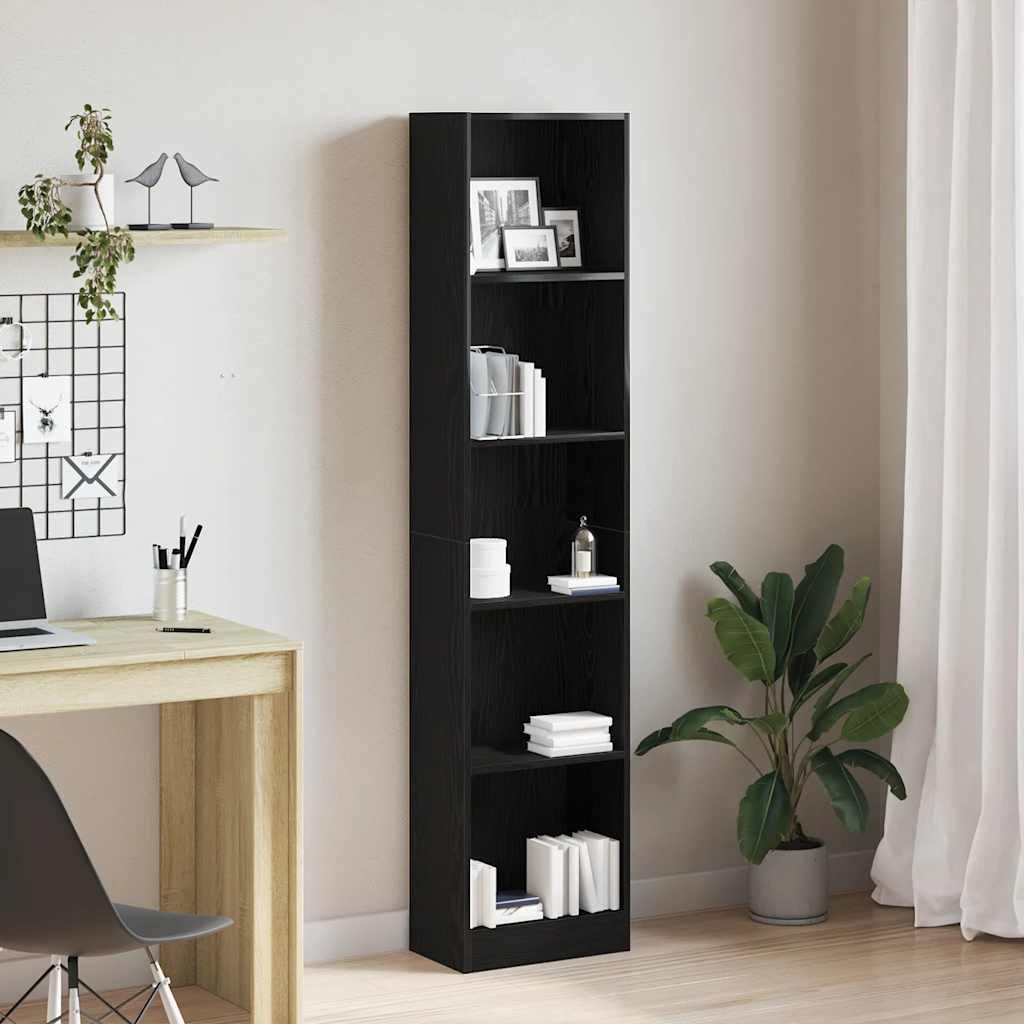 Walplus Engineered Wood Bookcase - Dark Oak - 40 x 24 x 176 cm