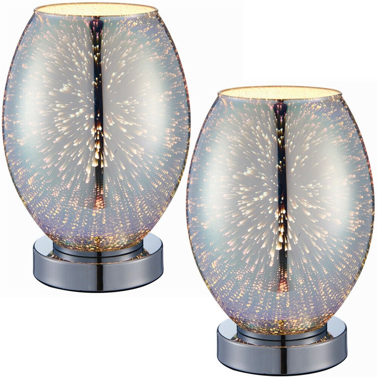 Loops Direct Pack of 2 Glass and Steel Table Lamp - Holographic
