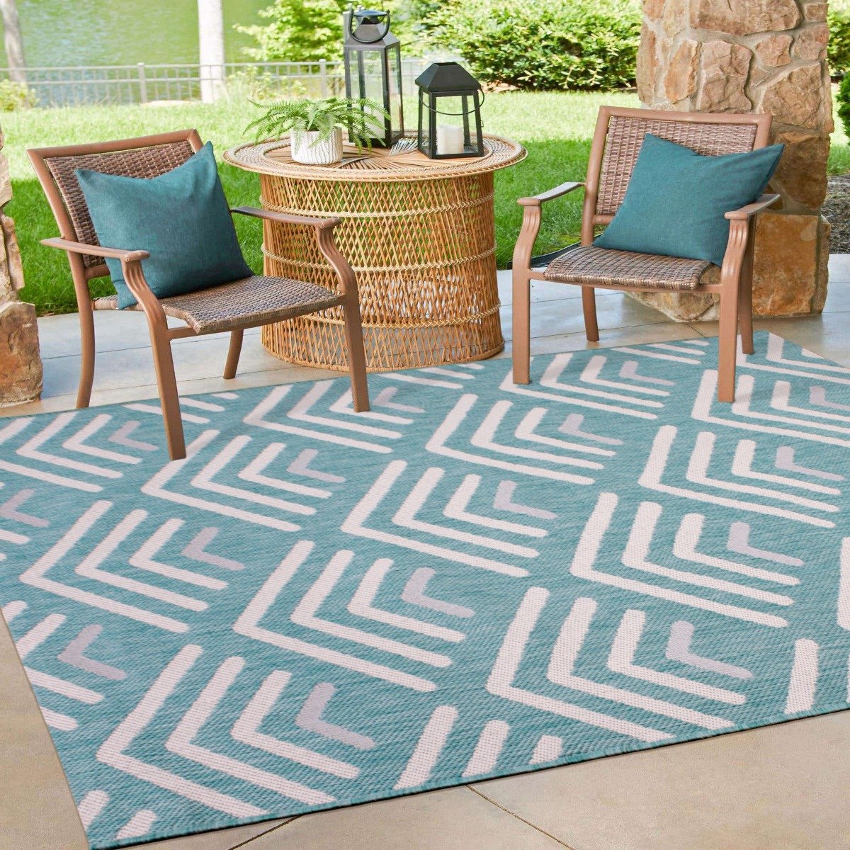 Mega Flooring Blue Modern Abstract Rug - 120 x 170cm