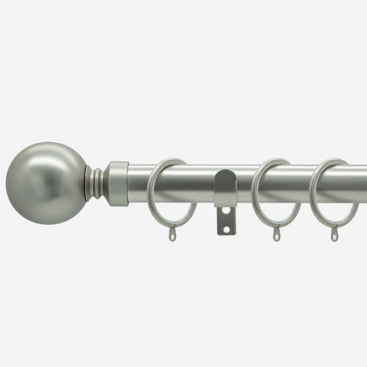 New Edge Blinds Brushed Steel 28mm Ball Fixed Metal Curtain Pole - 280cm