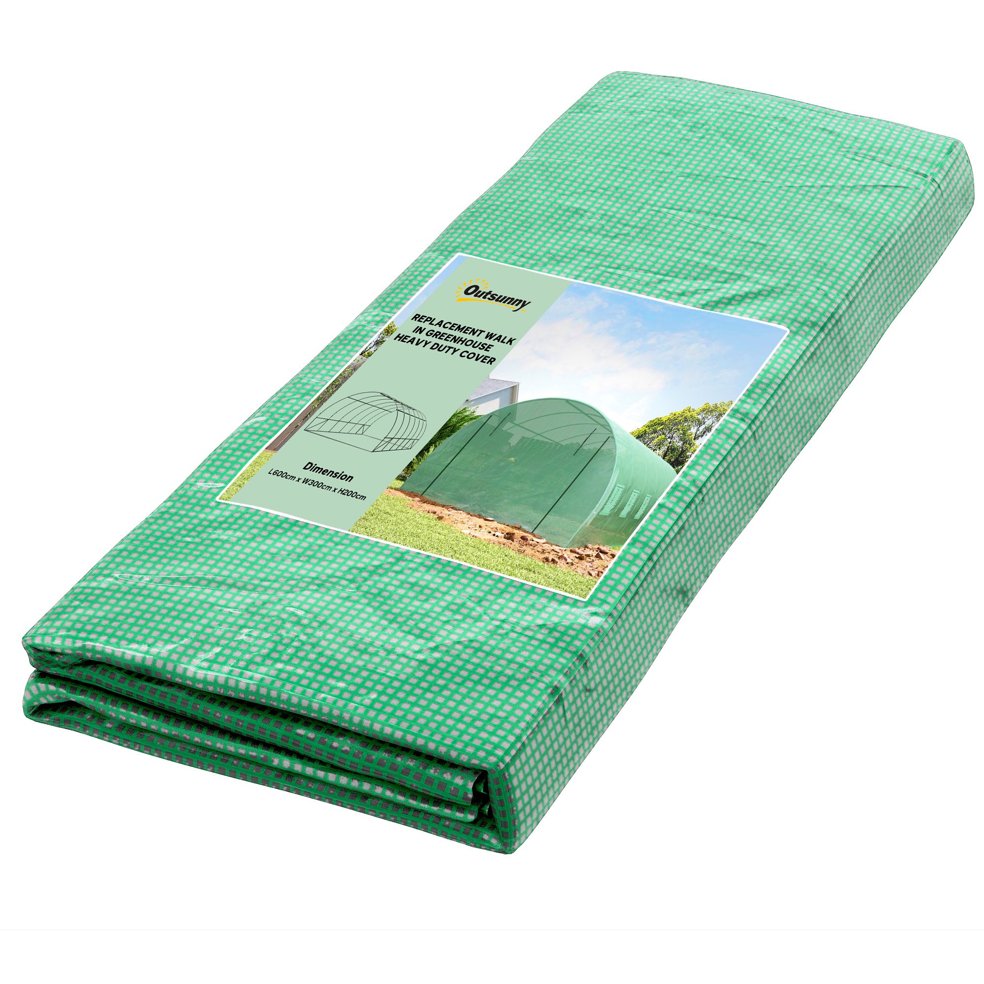 Outsunny PE Polytunnel Greenhouse Replacement Cover – Dark Green