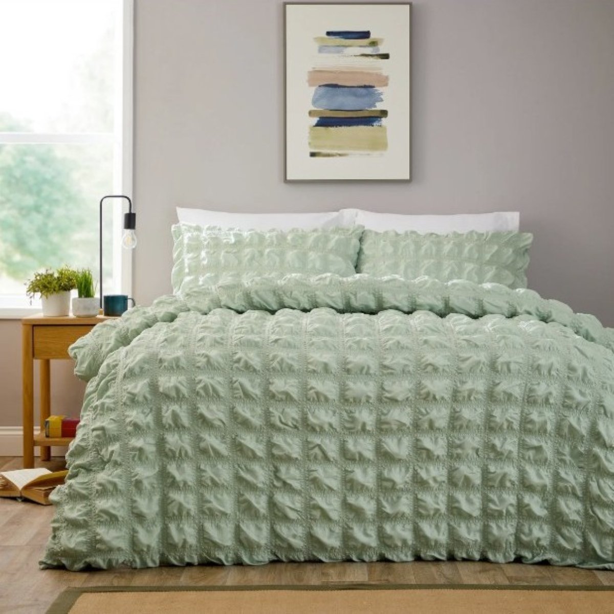New Edge Blinds Soho Sage Green Duvet Set - Super King