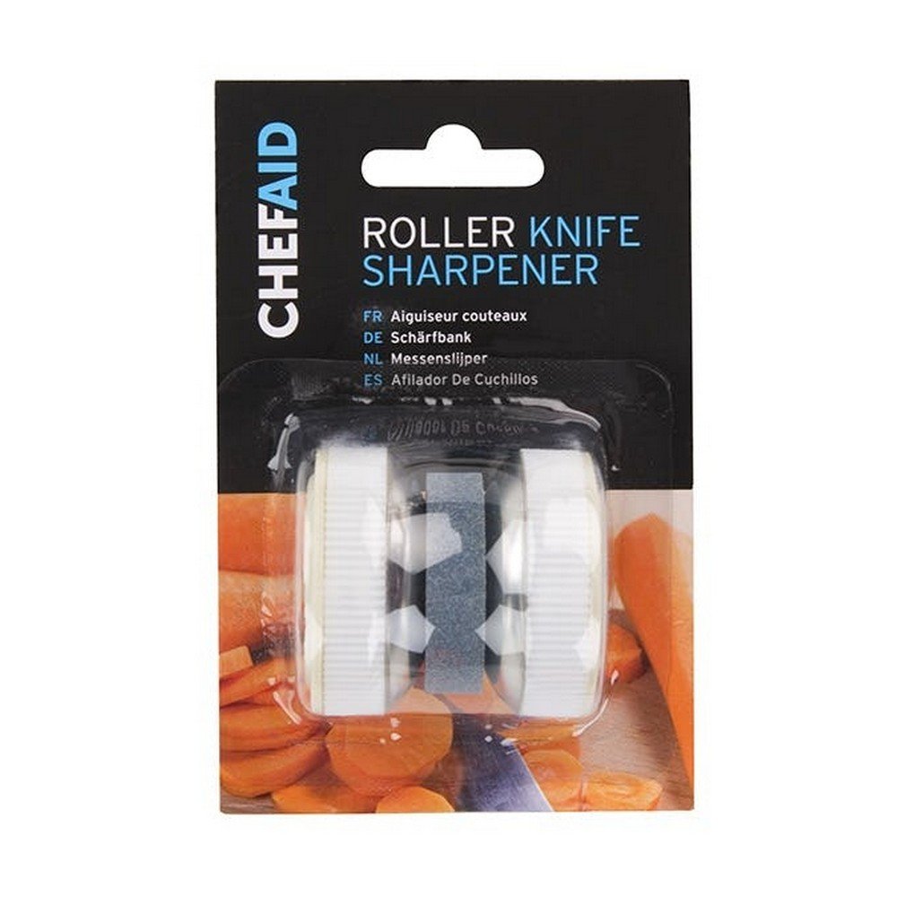 Chef Aid Kitchen Utensil Roller Sharpener - White