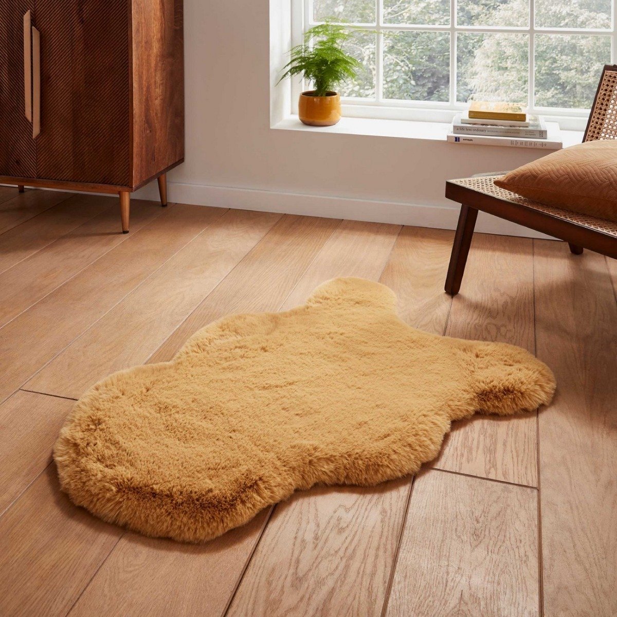 Mega Flooring Gold Shaggy Plain Runner - 60 x 180cm