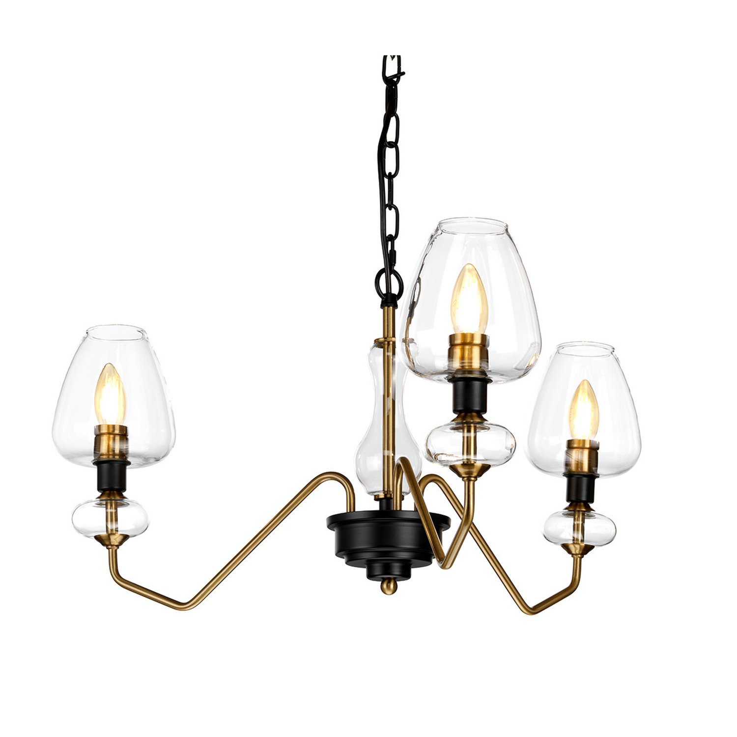 Elstead Armand 3 Arm Pendant Light - Aged Brass Plated And Charcoal Black Paint