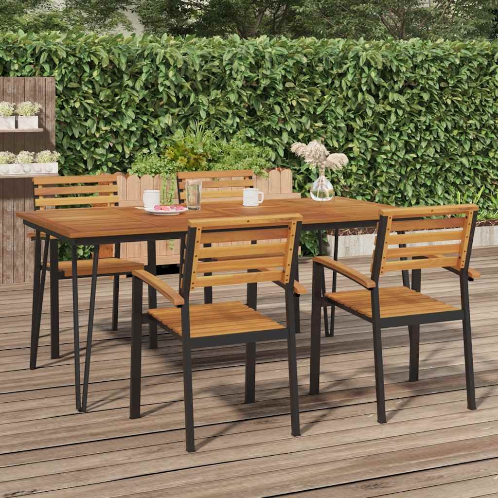 Walplus Acacia Wood Garden Table with Hairpin Legs - Brown - 180 x 90 x 75 cm