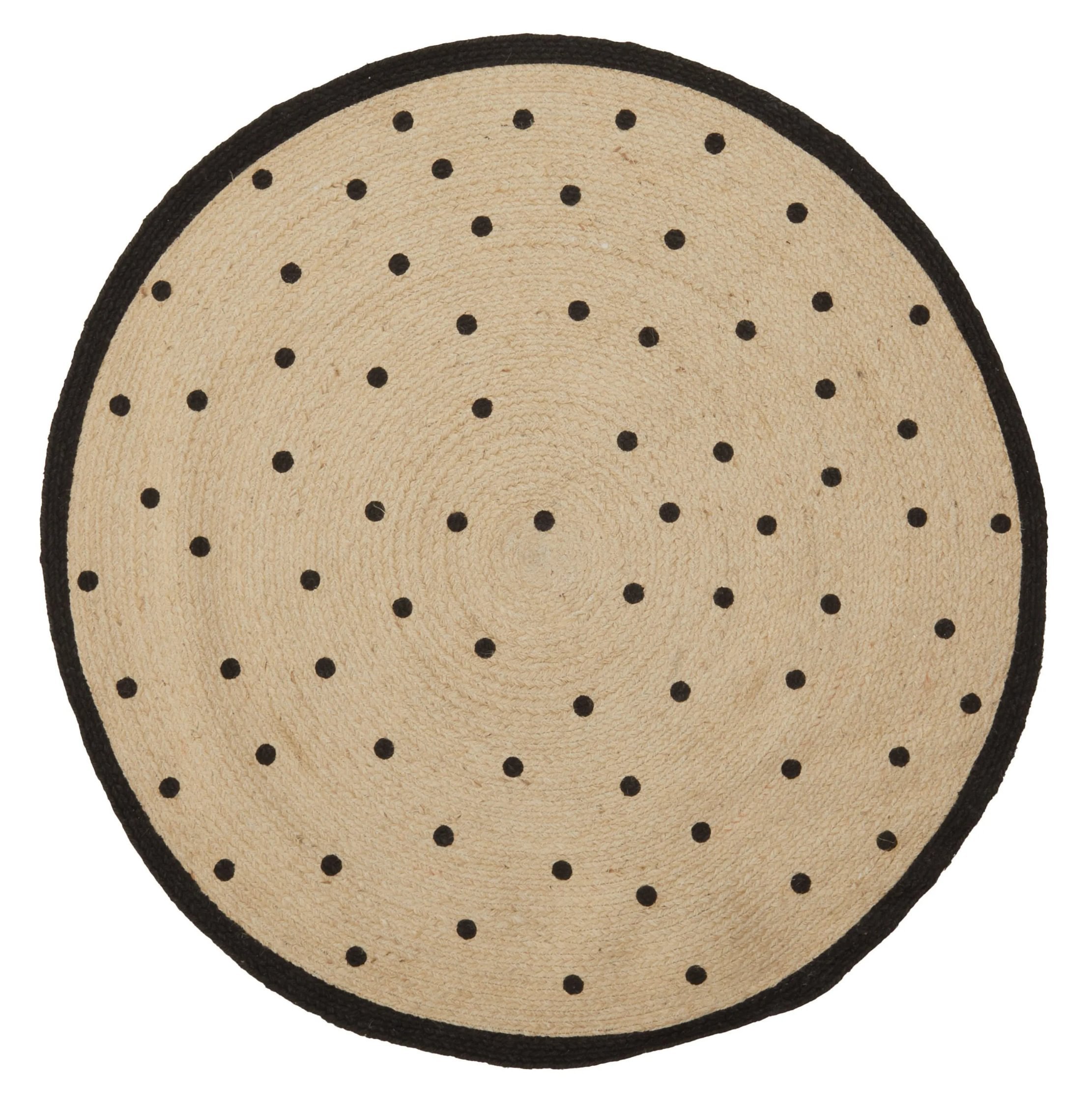 Orsina Black and Cream Kids Kids Round Rug - 100cm Diameter