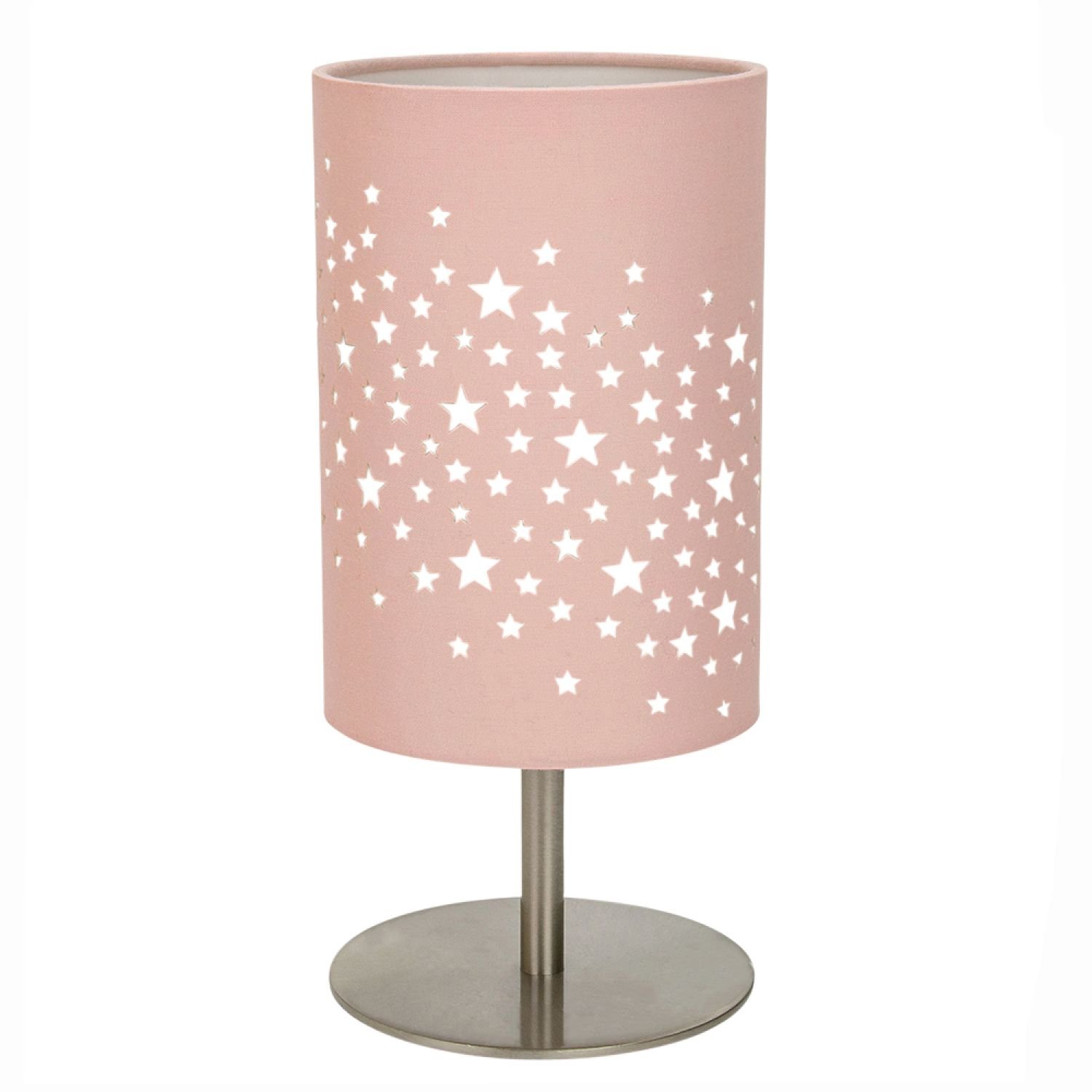 Happy Homewares Pink Stars Decorated Children Kids Soft Pink Table Lamp - 11cm