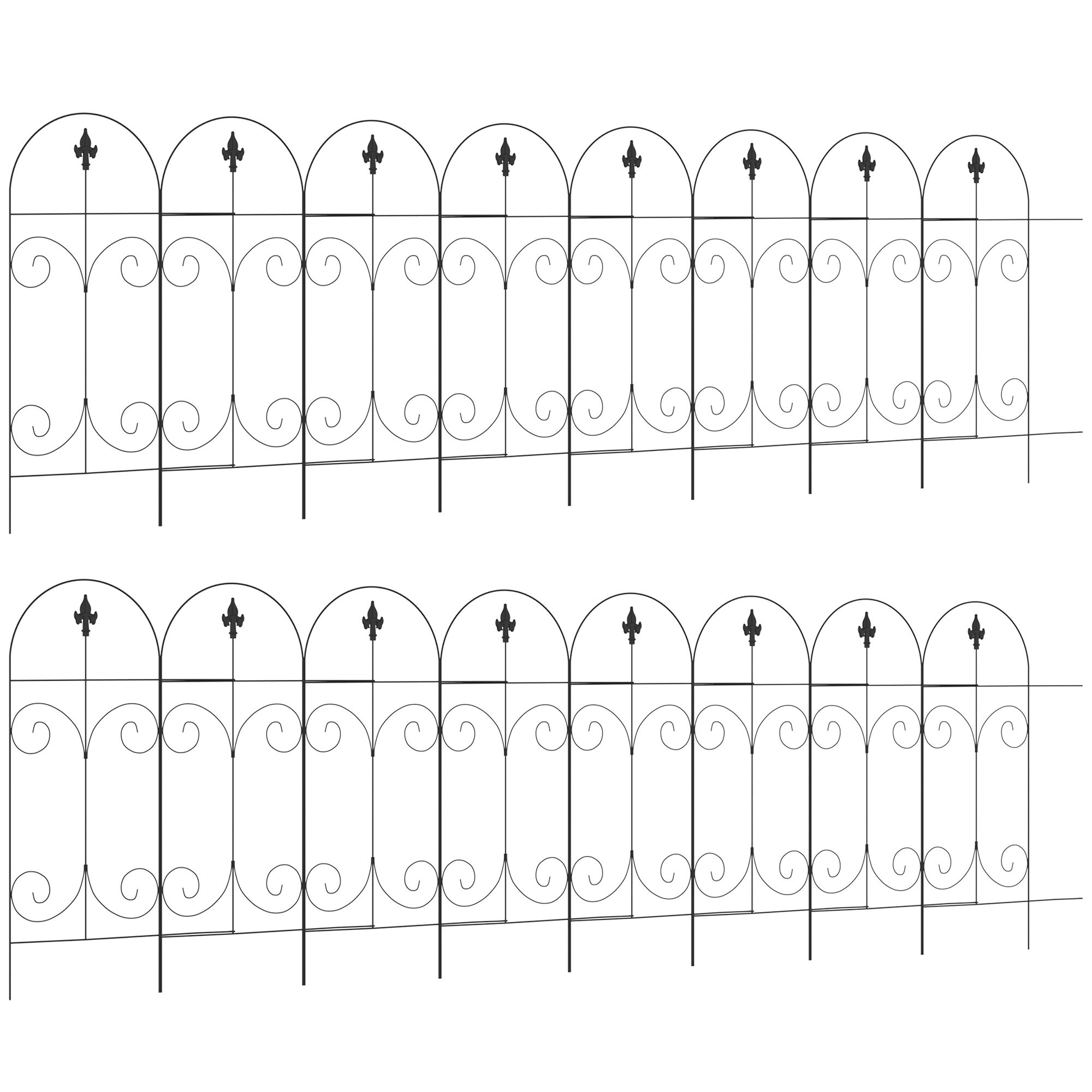 Outsunny Set of 16 Iron Garden Fence Panels – Black