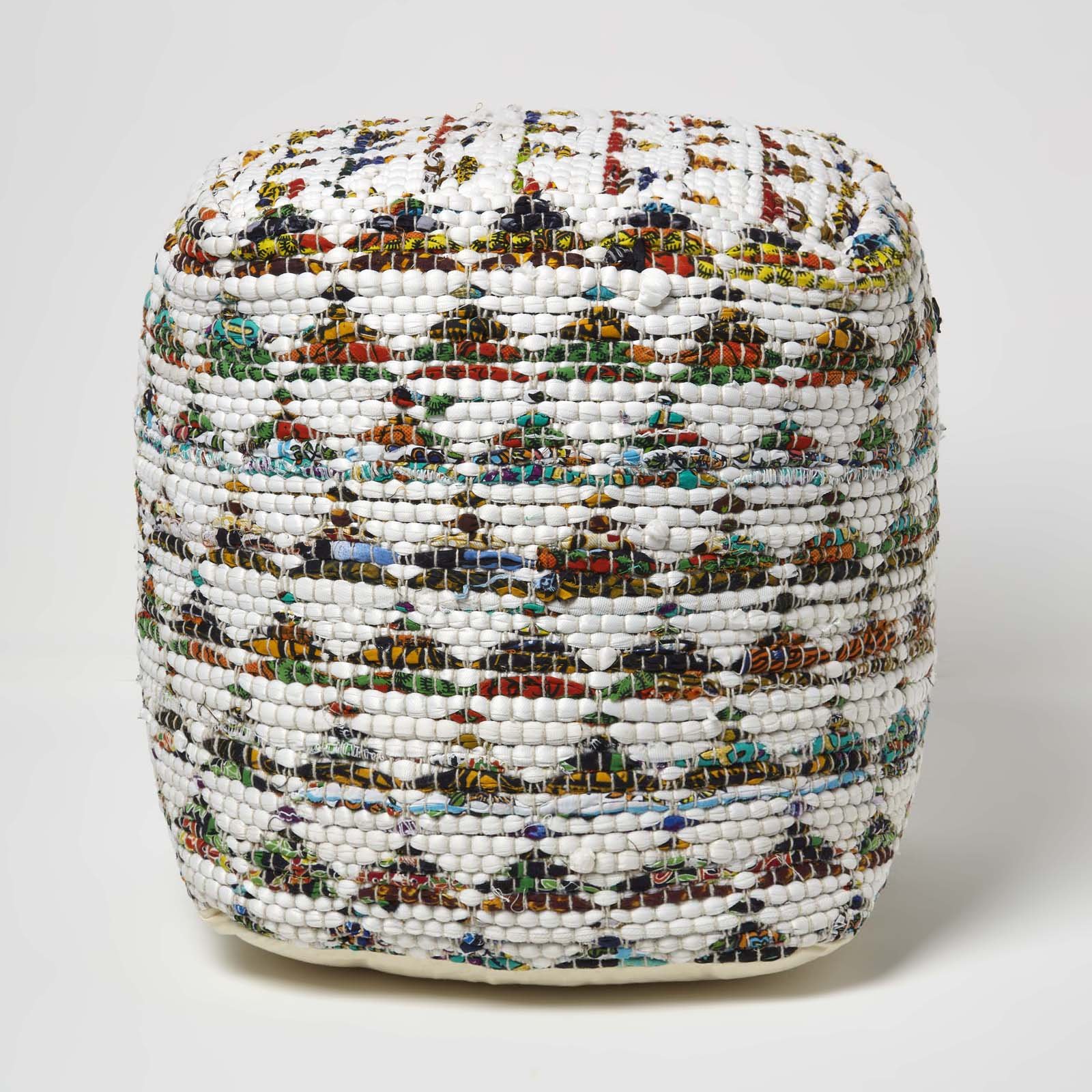 Homescapes Chindi Cotton Square Beanbag Style Footstool – Cream