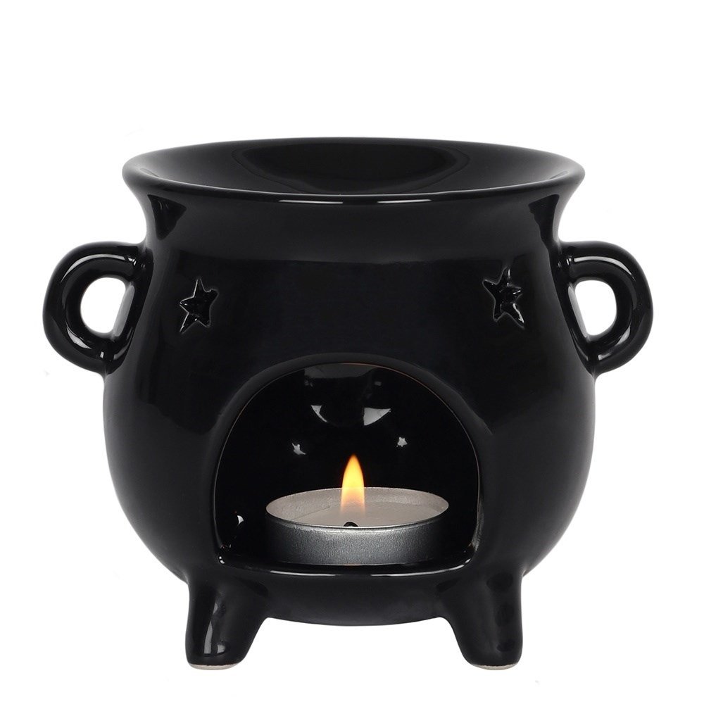 Something Different Shiny Black Cauldron Oil Burner - Black