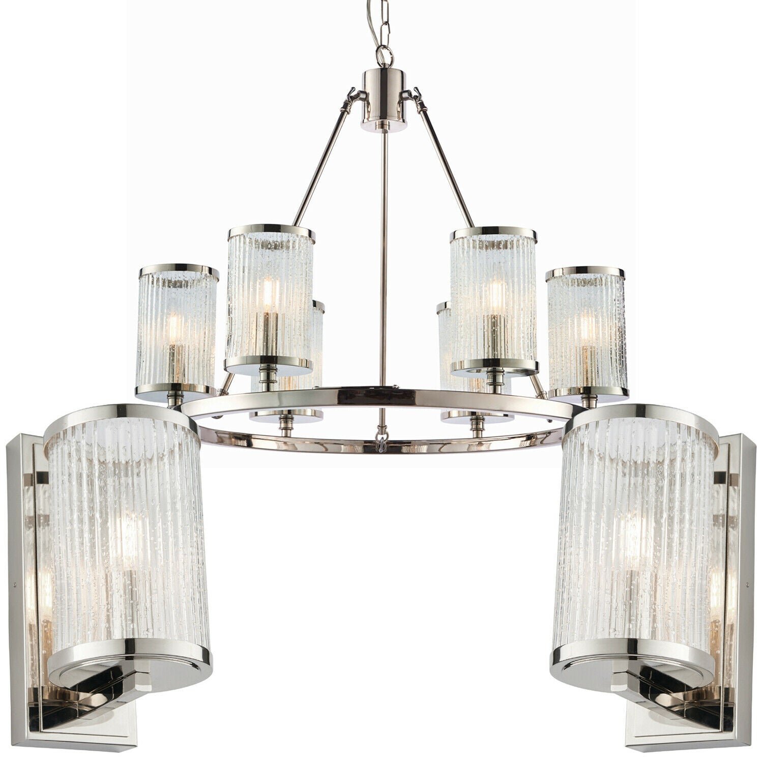 Loops Direct Steel And Glass Lighting Pack - Bright Nickel