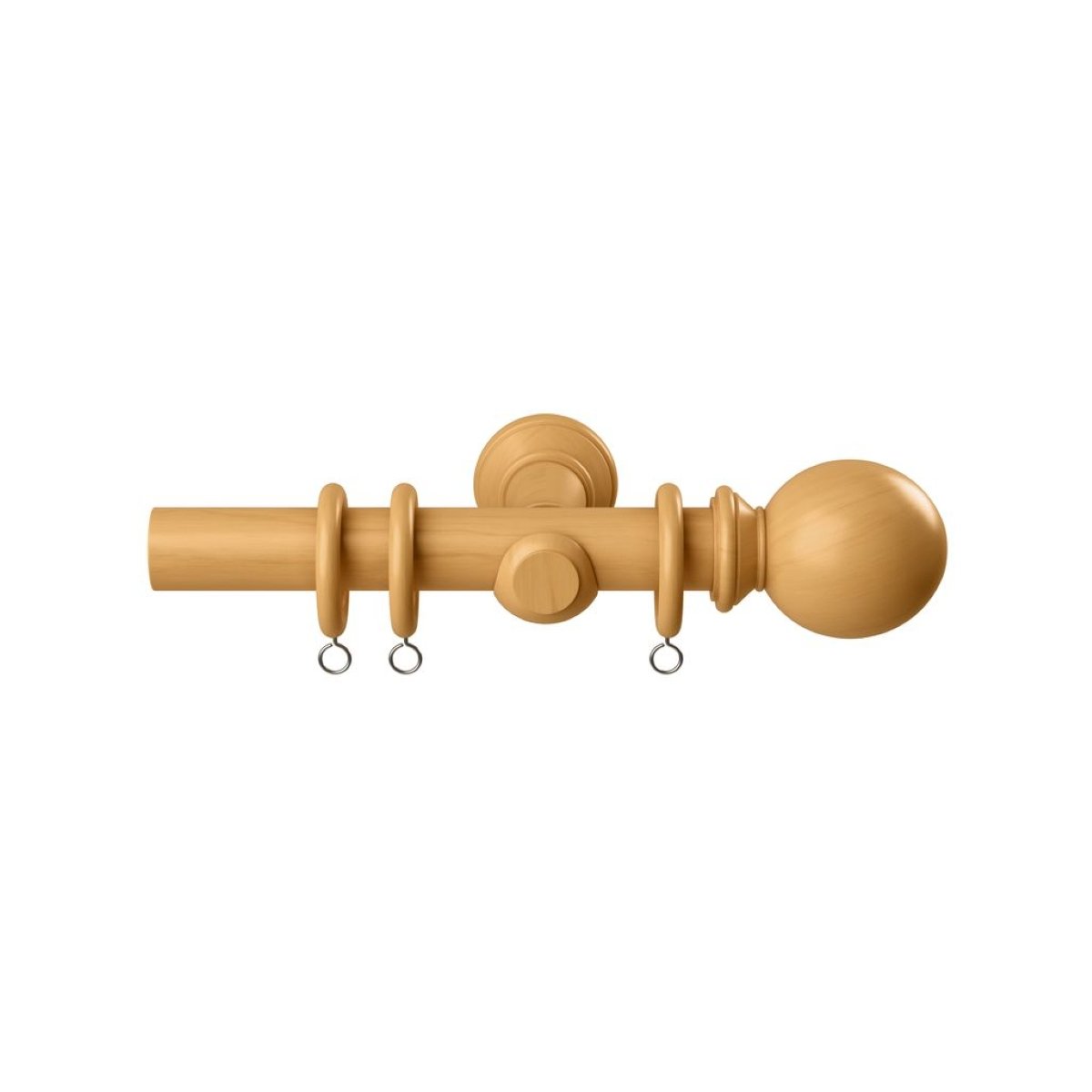 New Edge Blinds 28mm Natural Oak Premium Wooden Curtain Poles Set - 220cm