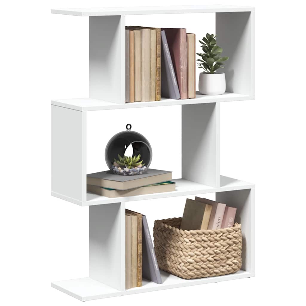 Walplus 3 Tier Engineered Wood Book Cabinet - White - 70 x 24 x 97 cm