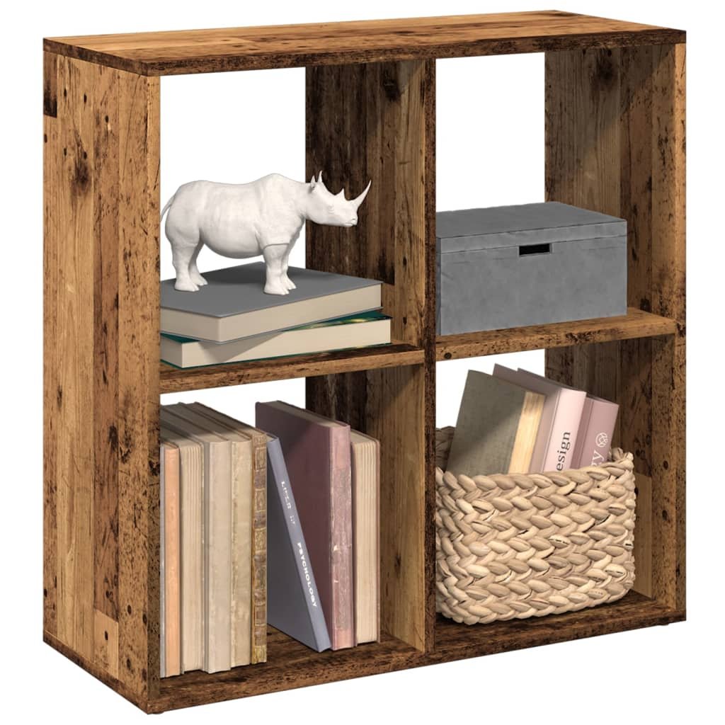 Walplus Engineered Wood Book Cabinet - Dark Wood - 69.5 x 29 x 69.5 cm